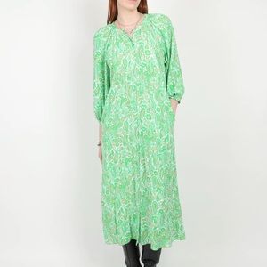 Zara paisley print size xs Midi dress Green and yellow hues. With Pockets